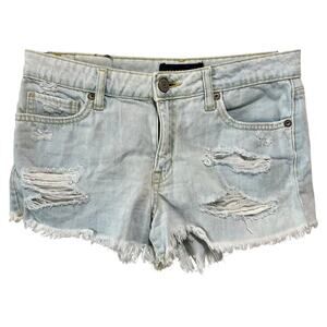 Aeropostale Tomboy Micro Mini Denim Shorts Womens 2 Light Wash Distressed Y2K